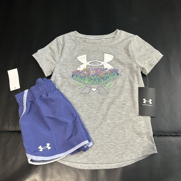 NWT Under Armour Glitter Athletic Set Girls Size 5 - Picture 1 of 4